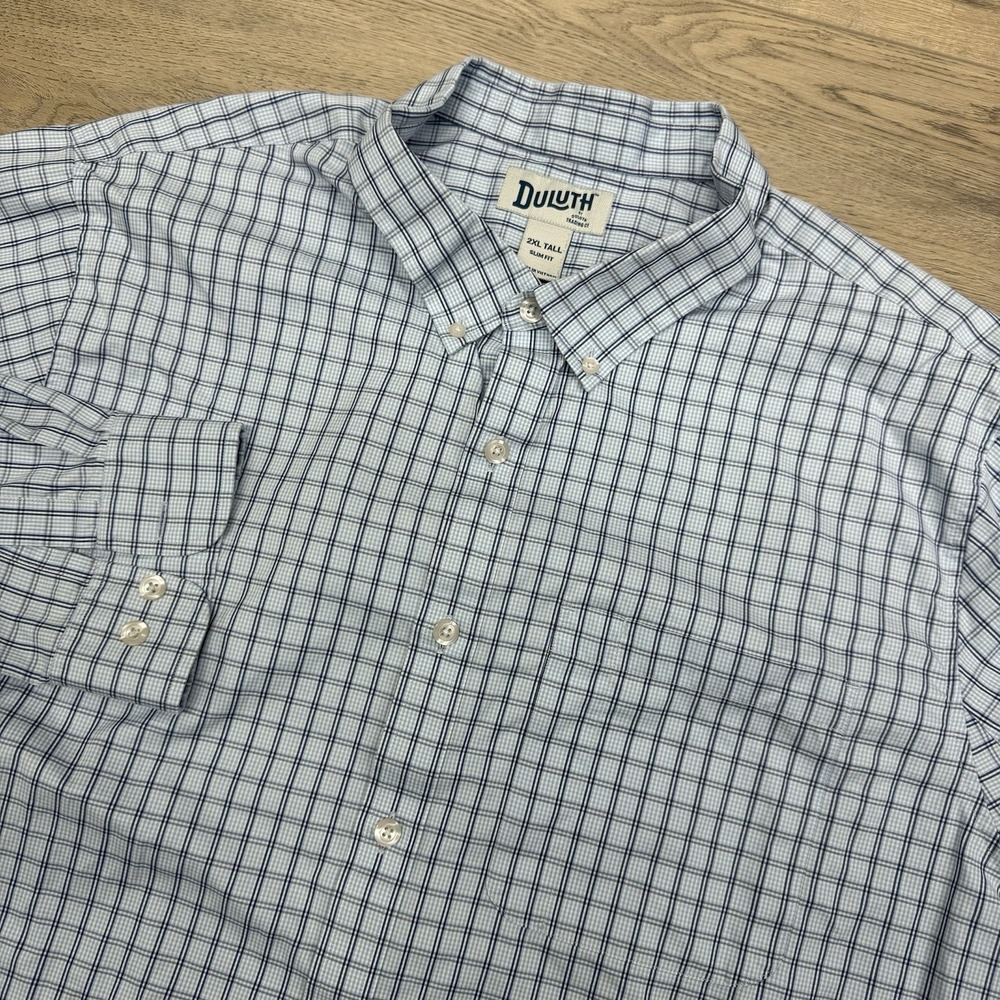Duluth Trading Slim Fit Men's L/S Button Down Sz 2XLT Multicolor Plaid